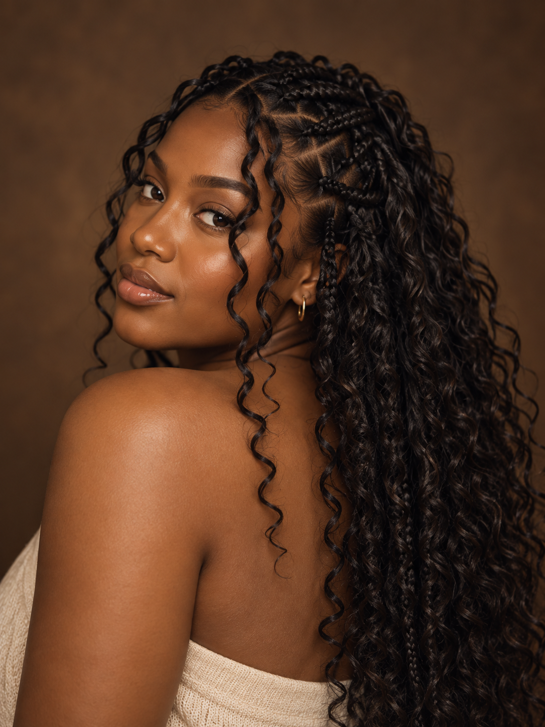 Boho braids with softly curled ends