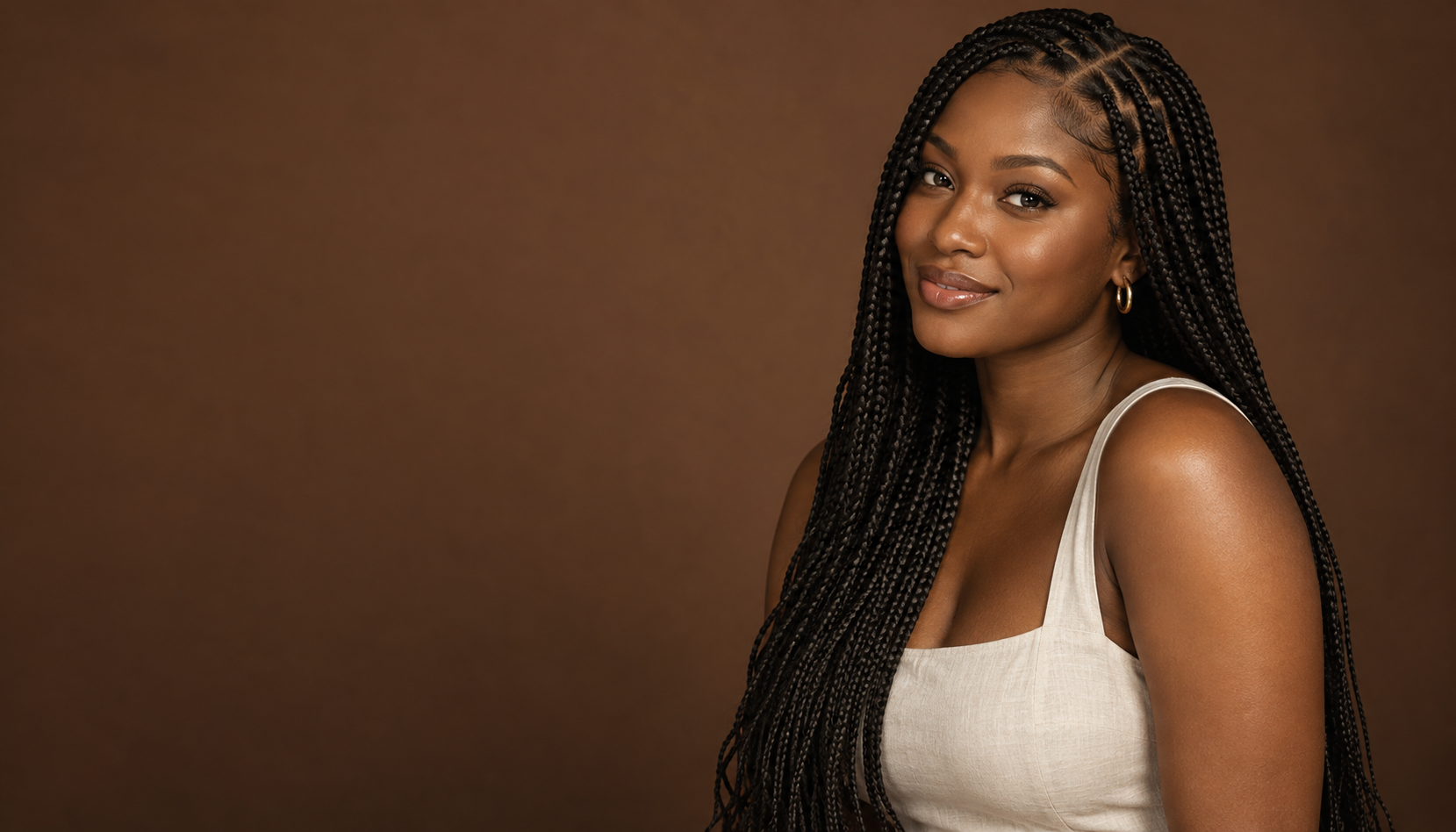Long, carefully braided knotless braids