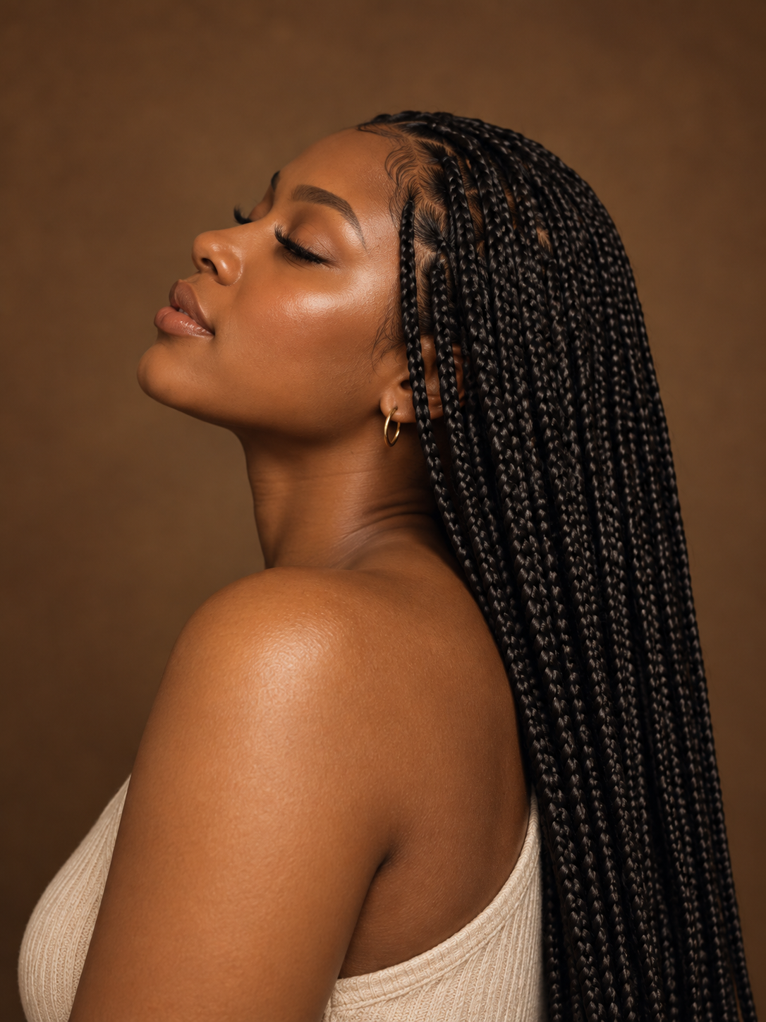 Knotless braids in a long flowing style