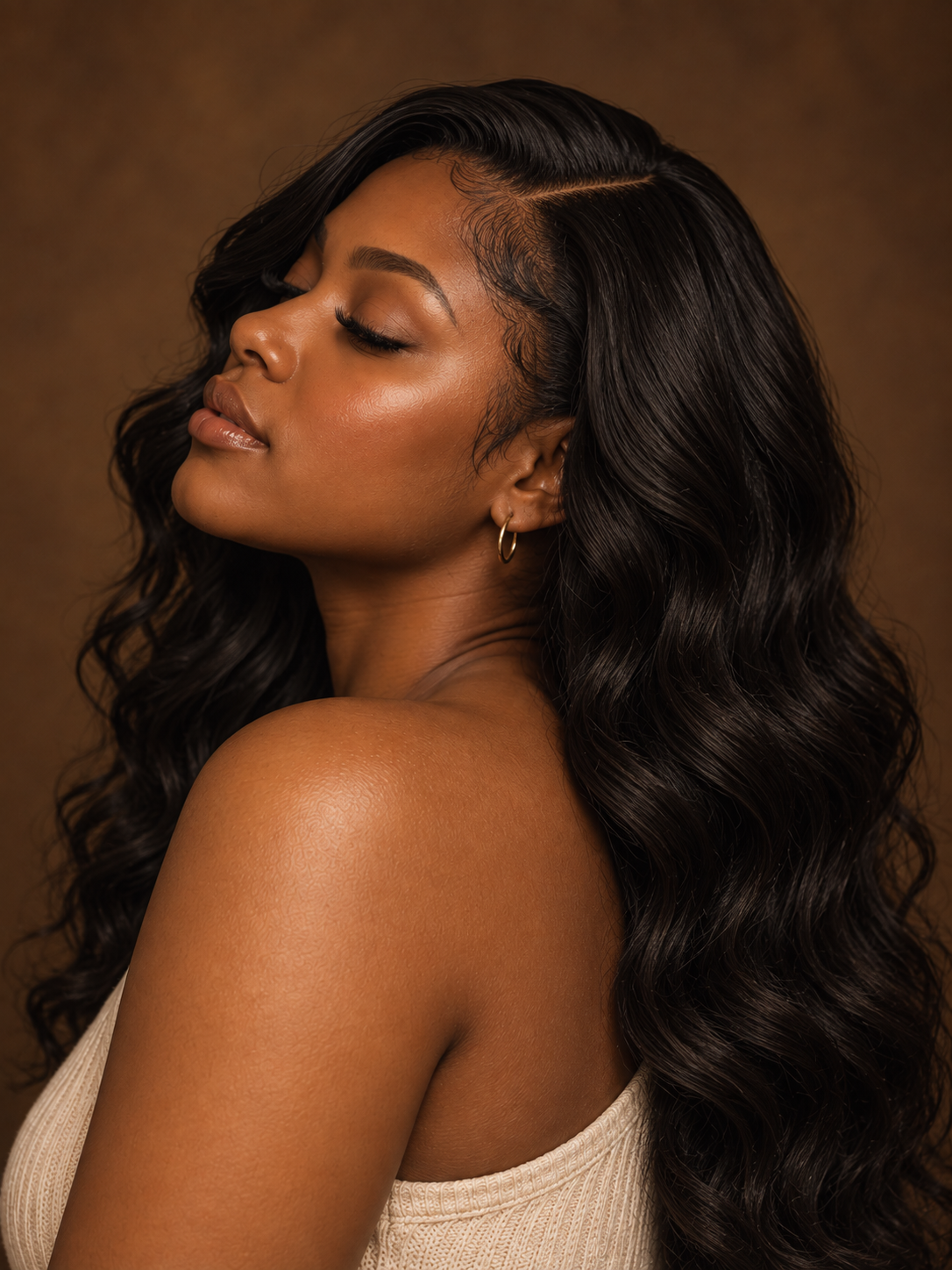 Sew-in hairstyle illustration